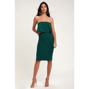 Emerald Green Strapless Midi Dress